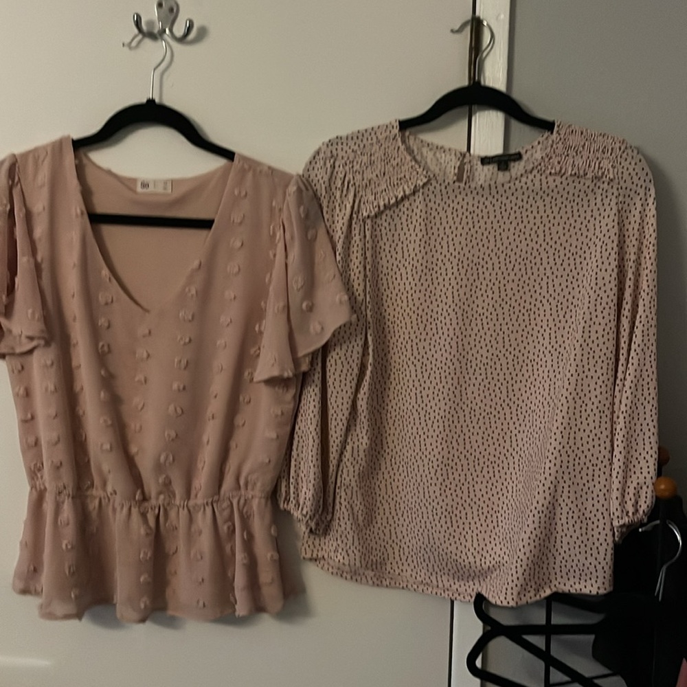 Adrianna Papell Pink Flutter Sleeve Peplum Blouse